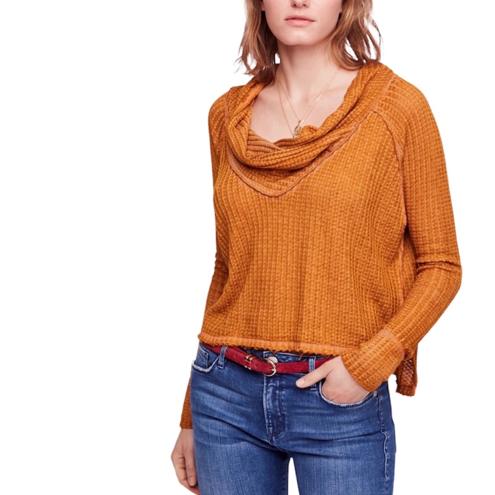 We the Free | Wildcat cowl neck thermal sweater chestnut